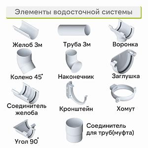 Колено трубы 45° Альта-Профиль "Элит" ПВХ  — Белое