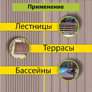 Купить Террасная доска Terrapol КЛАССИК пустотелая с пазом (Палуба/Патио) 3000х147х24мм  0.441м2 Орех Милано 1281 в Иркутске