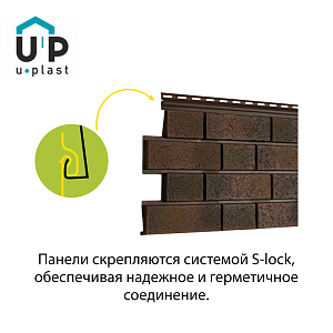 Купить Фасадная панель Ю-Пласт Стоун-Хаус S-Lock Клинкер Нордик 1950х292мм 0.57м2 Глина в Кемерове