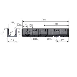 Купить Лоток водоотводный пластиковый DN150 H185 Aquastok Norma 1000х210х185мм 11518 в Иркутске